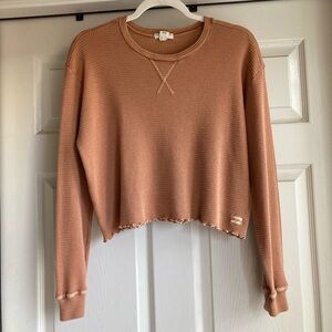 Billabong Pick Me Up Waffle Knit Thermal Long Sleeve Lounge Cropped Top